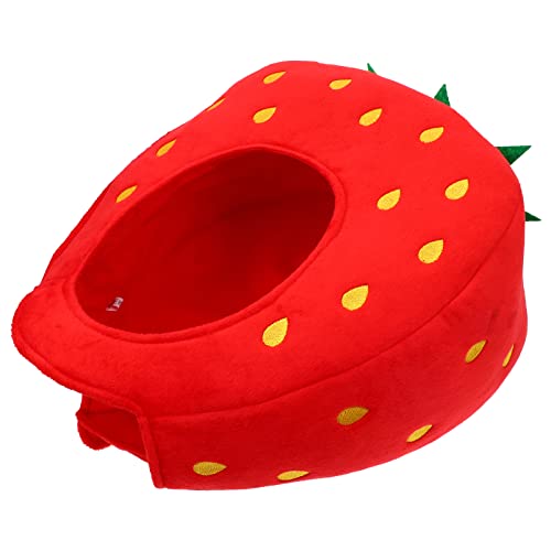 POPETPOP 1 x entzückender Hut in Erdbeerform, lustige Cosplay-Kopfbedeckung, Party-Foto-Requisite, rot von POPETPOP