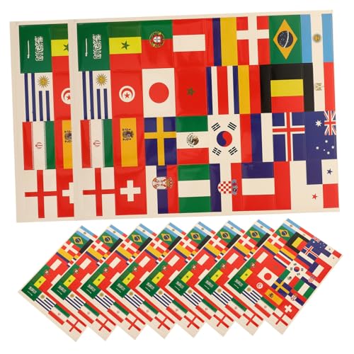 POPETPOP 10 Blatt Flaggenaufkleber Banner mit internationalen Flaggen Forderung farbig patriotisch aus Aufkleber mit Weltflagge passende Gesichtsaufkleber PVC selbstklebend von POPETPOP