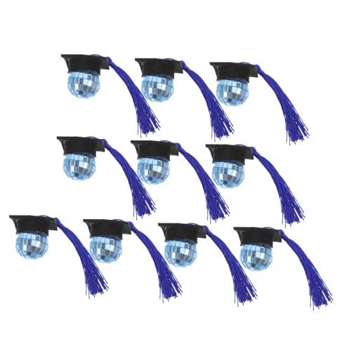 POPETPOP 10 Stück Grad Cap Cupcake Topper Kappendekorationen Für Den Abschluss Cupcake -dekorationen Mit Abschlussmotiven Cupcake-topper Mit Abschlusskappe Grad-cap-ornament Blue Acryl von POPETPOP