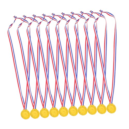POPETPOP 10 Stück Kindermedaillen Kinderpreise Kindertrophäen Plastiktrophäen Fußball Medaillen Sportpreise Modell Band Medaillen Kleine Trophäen Goldmedaillen von POPETPOP