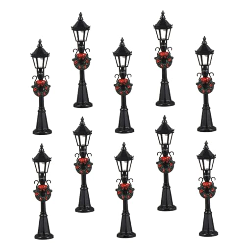 POPETPOP 10 Stück Kleines Straßenlichtmodell Miniatur Straßenlaternen Im Freien Häuser Winzig Lichter Hängend Lampen Solar- Modell Straßenlaterne Plastik Black von POPETPOP