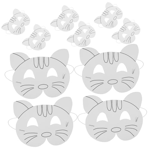 POPETPOP 10 Stück Teiliges DIY Papier Tiermasken zum Bemalen Leichte Sichere Tiergesichtsmasken für für Kindergarten Kunstunterricht und Maskenpartys von POPETPOP
