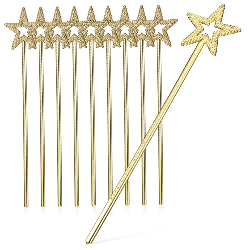 POPETPOP 10 Stück Teiliges Goldene Pentagram Feenstäbe mit Glitzer und Funkelnden Strasssteinen für Kostüm Bühnenauftritte Geburtstagsfeiern Halloween und Verkleidungsspiel von POPETPOP