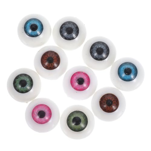 POPETPOP 10 Stück Teiliges Halbrunde Kunststoff Augen für Puppen mit Realistischen Adern Effekten Vielseitig für DIY Bastelaugen Häkeltiere Halloween Deko Sichere und Farbige Puppenaugen von POPETPOP