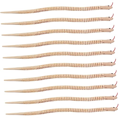 POPETPOP 10 Stück Teiliges Holzschlangen Naturbelassen Bemalbar Realistische Schlangenform Kreatives Lernspielzeug für Halloween Deko Robustes Sicheres Holzmaterial von POPETPOP