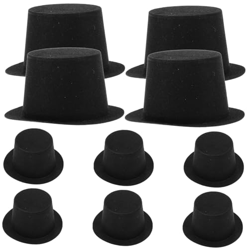 POPETPOP 10 Stück Teiliges Mini Zylinderhüte aus Kunststoff Kleine Flache Top Hüte für Schneemann Dekoration DIY Bastelbedarf für Weihnachtsfeier und Festliche Wohnraumdekoration von POPETPOP