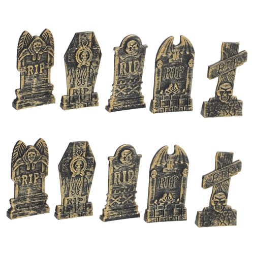 POPETPOP 10 Stück -grabsteindekoration Skelett Halloween-grabsteinmodell Friedhofsdekor Drinnen Halloween Decor Outdoor Halloween-grabsteindekor Geist Halloween-grabsteine Plastik von POPETPOP