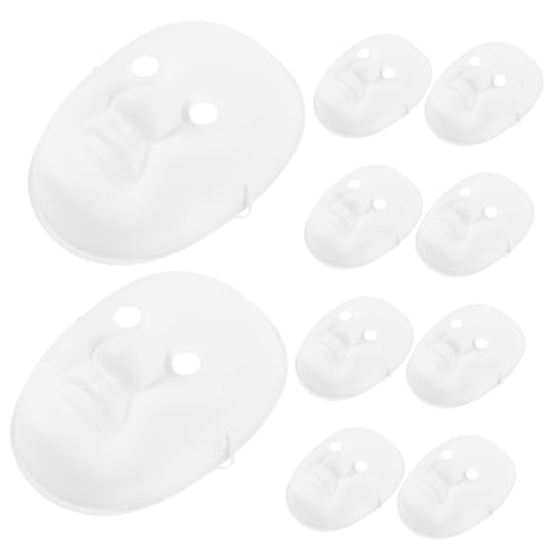 POPETPOP 10 Teiliges Weiße Papier Vollgesichtsmasken zum Bemalen DIY Masken für Kreative Gestaltung Sichere Leicht Bemalbare Papiermasken für Jungen und Mädchen für Basteln und von POPETPOP