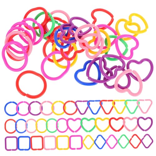 POPETPOP 100 Stück Teiliges Geometrische Kunststoff Kettenglieder für Junge Mädchen Montessori DIY Lernspielzeug für Kindergarten und Zuhause Fördert Feinmotorik Farberkennung und von POPETPOP