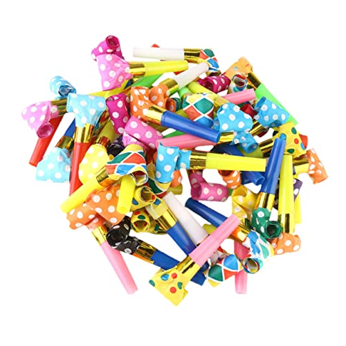 POPETPOP 100 Stück Partypfeifen für Kinder Jubelpfeifen Spielzeug Bunte Pfeifen für Geburtstag und Feiern Langlebig und für Partys Geräuschmacher für Kinderfeste von POPETPOP