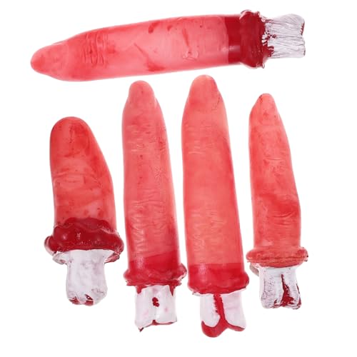POPETPOP 10Stücke Halloween Finger Requisite Realistische Blutige Finger für Spukhaus Dekoration Zubehör für Halloween Partys und Cosplay aus Sicherem Material Gefertigt Leicht von POPETPOP