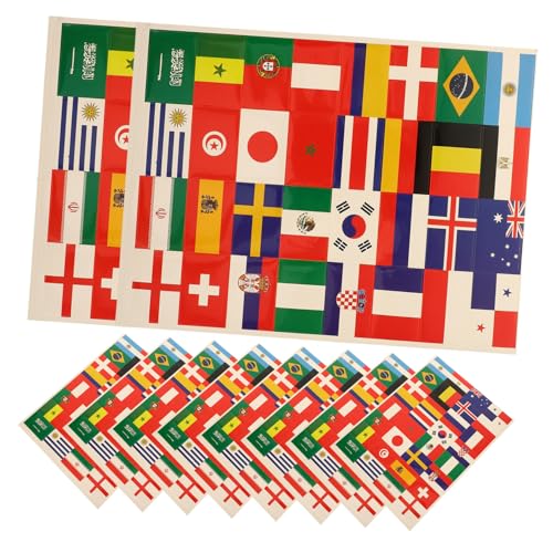 POPETPOP 10blätter Teiliges Länderflaggen Aufkleber Für Gesicht wasserdichte Fußball-Sticker Für Sportevents Party Deko Und Fan-aktivitäten Für Weltmeisterschaft von POPETPOP