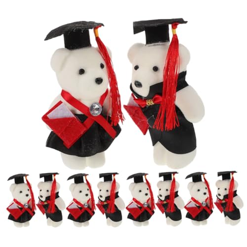 POPETPOP 12 Stück Absolventen Doktorand Bär für Blumenstrauß Graduierung Bärenstrauß Dekoration abschluss Graduierungs passende Kuscheltiere Plüschbär mit Graduiertenmütze von POPETPOP