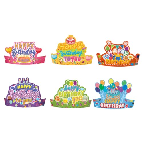 POPETPOP 12 Stück Geburtstagshut -Set Dekorationen erster Geburtstag Krone Party Glücklich basteln kindergeburtstag -geburtstags spiele kindergeburtstag birthday crown 300 g weiße Karte von POPETPOP