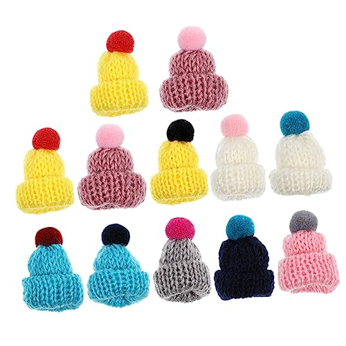 POPETPOP 12 Stück Teiliges Bunte Miniatur Mützen Gestrickt Multifunktionale Kleine Hüte für DIY Bastelarbeiten Puppendekoration Haushalts und Partydeko Lebendige Farben Zufällige Farbe von POPETPOP