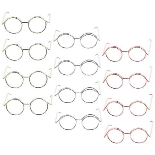 POPETPOP 12 Stück Teiliges Mini Puppenbrillen aus Galvanisiertem Kupferdraht Roségold Silber und Gold Leichte Gläserlose Puppen Sonnenbrillen zum Basteln und Puppenkleidung Zubehör von POPETPOP