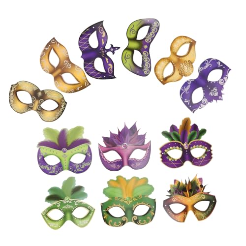 POPETPOP 12 Stück Teiliges Papiermasken zum Bemalen DIY Halbgesichts Maskerade Masken für Frauen Dekorative und Halloween Party Leichte Cosplay Masken Vielseitig Einsetzbar von POPETPOP
