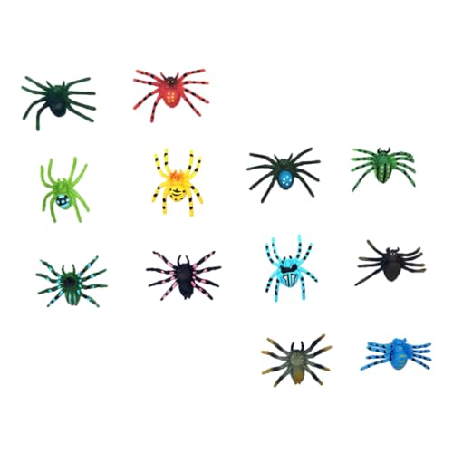 POPETPOP 12 Stück Teiliges Realistische Kunststoffspinnen Halloween Deko Spinnentiere Indoor Trickspielzeug für Party Deko und Gruselspaß bei Familien und Freunden von POPETPOP
