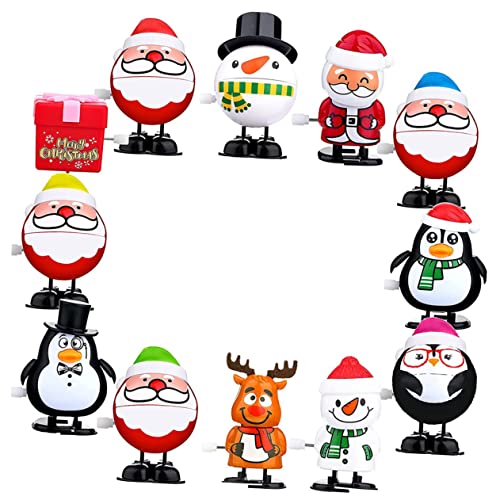 POPETPOP 12 Stück Teiliges Weihnachts Aufziehspielzeug Lustige Mini Figuren Handliche Sicherer Fördert Krabbeln und Koordination Mitbringsel für Kinderpartys und Weihnachtsfeiern von POPETPOP