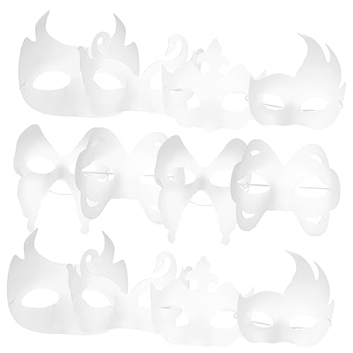 POPETPOP 12 Stück Teiliges Weiße DIY Papiermasken zum Bemalen Leere Maske für Karneval Halloween Fasching Kostümparty Individuell Gestaltbar Vielseitig für Geburtstag Maskenball Cosplay von POPETPOP