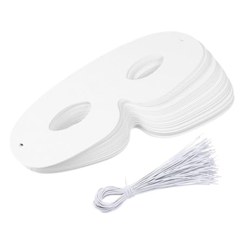 POPETPOP 120Stücke DIY Leere Papiermasken mit Elastischen Seilen Packbare Kunsthandwerksmasken für Maskerade Halloween Mardi Gras und Geburtstagsfeiern Kreative Bastelmasken von POPETPOP