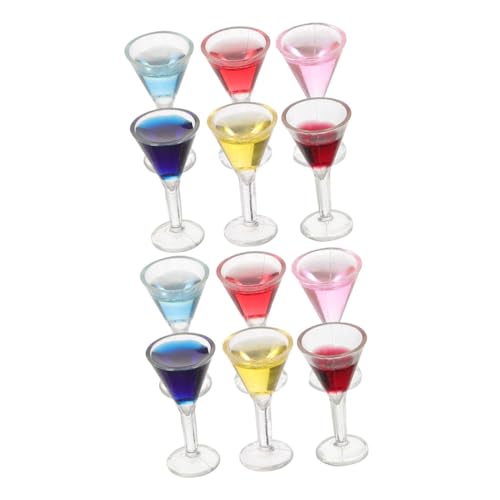POPETPOP 12Stücke Weingläser für Puppenhaus Kleine Cocktaildekoration Mikrogläser aus Edlem Harz Perfektes Zubehör für Miniaturprojekte Lebendige Farben und Verarbeitung von POPETPOP