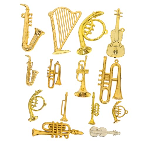 POPETPOP 14 Stück Teiliges Mini Acryl Musik Instrumente Set Realistische Weihnachtsbaum Deko Anhänger DIY Bastelset für Xmas Party Favors Kleine Instrumente Weihnachtsbaumschmuck Handliche von POPETPOP