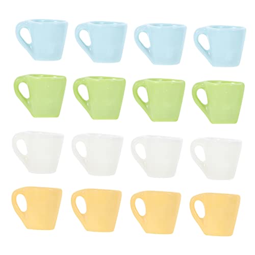 POPETPOP 16 Stück Mini-Becher Miniatur Mini-kaffeetassen Mini -kaffeetassen Mini-puppenhaus Mit Kaffeetasse Mini-teetassen Puppenhaus-minitasse Puppenhaus-kaffeetassen Harz von POPETPOP