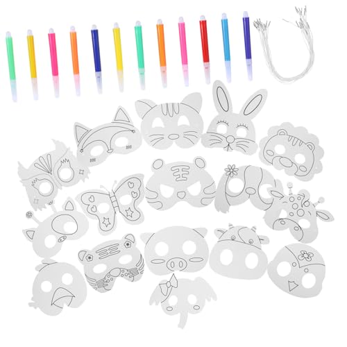 POPETPOP 16 Stück Teiliges DIY Tiermasken aus Papier zum Bemalen und Basteln Verschiedenen Tiermotiven Kindgerecht für Kindergeburtstage Kreative Partydekoration und Fantasievolles POPETPOP 16 Stück Teiliges DIY Tiermasken aus Papier zum Bemalen und Basteln Verschiedenen Tiermotiven Kindgerecht für Kindergeburtstage Kreative Partydekoration und Fantasievolles von POPETPOP