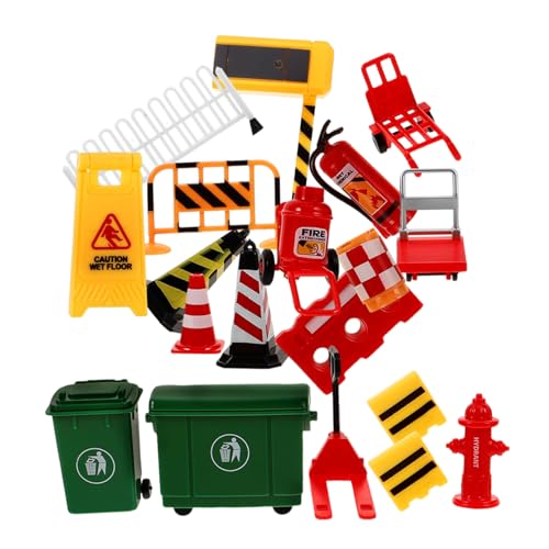 POPETPOP 19 Stück Teiliges Mini Verkehrszeichen Spielset aus Robustem Mini Verkehrskegel und Straßenabsperrungen Kindgerechtes Lernspielzeug zur Verkehrssicherheit für Rollenspiele und von POPETPOP