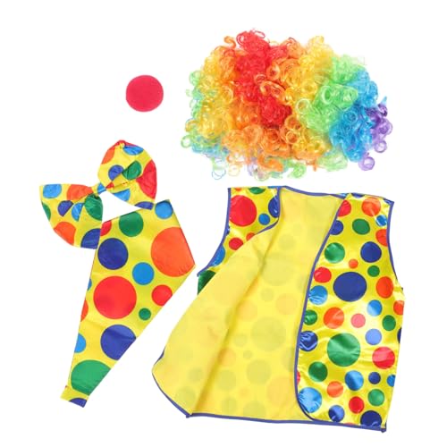 POPETPOP 1Satz Clownkostüm Zubehör für Erwachsene Teiliges Kostümset mit Perücke Nase Fliege Weste für Karneval Halloween Bühnenauftritte für Witzige Darbietungen von POPETPOP