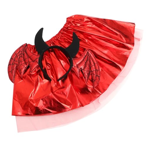 POPETPOP 1Satz Fledermaus Haarreif mit Teufelsrock für Unvergessliche Partys Bequemes Material für Cosplay und Halloween Events von POPETPOP