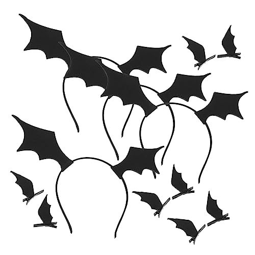 POPETPOP 1Satz Fledermausflügel Stirnbänder Set für Halloween Teiliges Kostüm Accessoire mit Haarklammern und Schwarzen Haarnetzen Party Dekoration von POPETPOP