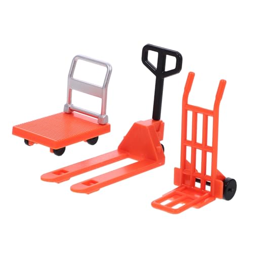 POPETPOP 1Satz Gabelstapler Bewegliches Automodell mit Plattformwagen und Handtrolley Lehrreiches Straßenverkehrszubehör für Ingenieurausbildung von POPETPOP