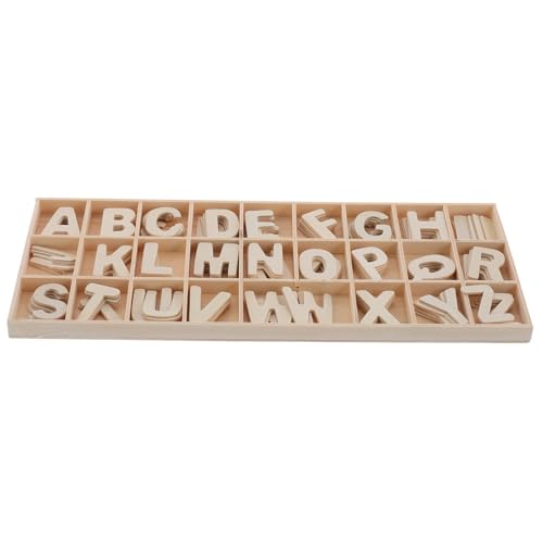 POPETPOP 1Satz Holzbuchstaben Set für Unvollendete Hölzerne mit Aufbewahrungsschale DIY Lernspielzeug Frühen Bildung und Kreativen Wanddekoration für Partys von POPETPOP