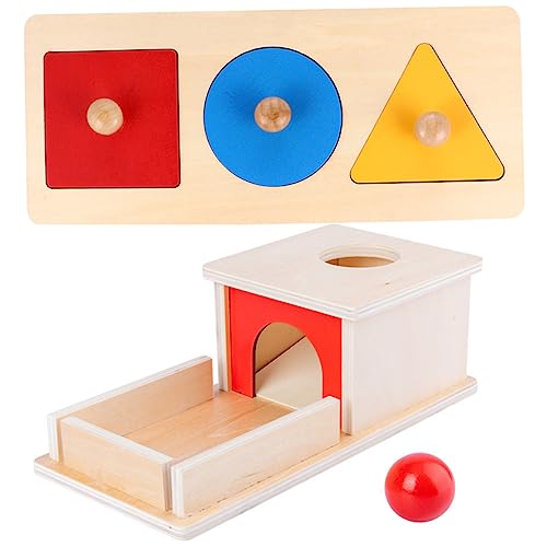 POPETPOP 1Satz Montessori Holzspielzeug für Objektbeständigkeit Geometrischer Formpassungsblock Teiliges für Monate Fördert Farben und Formen Erkennen von POPETPOP