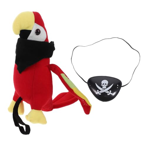 POPETPOP 1Satz Piraten Papagei Plüschspielzeug für Halloween Lustige Requisite für Piratenkostüme Schwarzem Halstuch und Augenmaske für Kindergeburtstag von POPETPOP