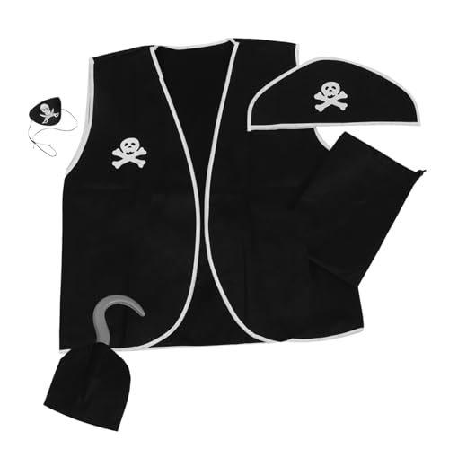 POPETPOP 1Satz Piratenkostüm Requisiten für Erwachsene Weste Piratenhut und Hakenhand für Halloween Karneval und Cosplay Partys Teiliges für Unvergesslichen Spaß von POPETPOP