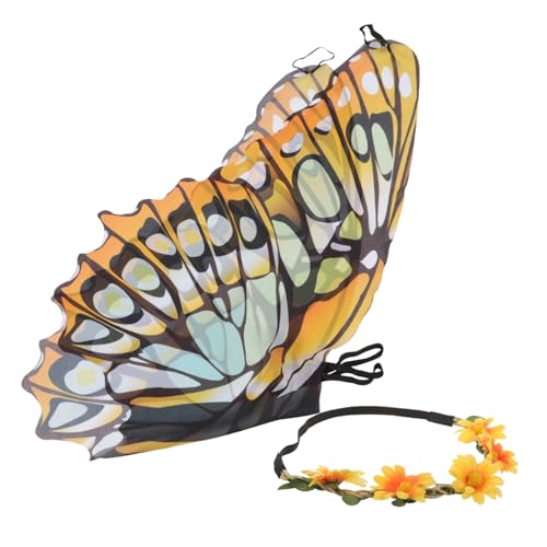 POPETPOP 1Satz Schmetterlingsflügel Umhang mit Stirnband für Verkleidung für Cosplay Halloween Karneval Kostümpartys Langlebiges Stoffmaterial Fantasievolles Design von POPETPOP