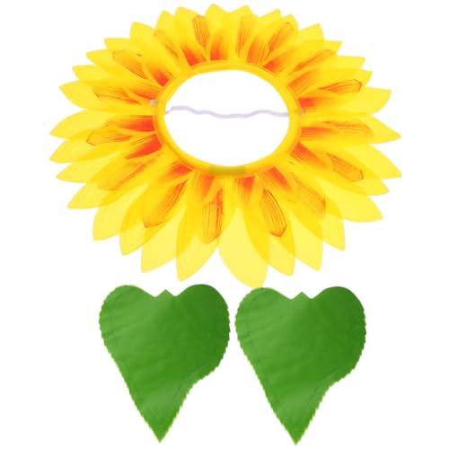 POPETPOP 1Satz Sonnenblumen Kopfbedeckung für Grünem Handschuh Lustige Performance Maske für Partys und Sportevents für Karneval und Kindergarten von POPETPOP