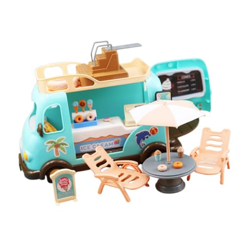 POPETPOP 1Satz Spielset für Puppenhäuser Eiswagen mit Faltbarem und Realistischem Lebensmittelzubehör für Rollenspiele und Kreative Kinderdekoration von POPETPOP