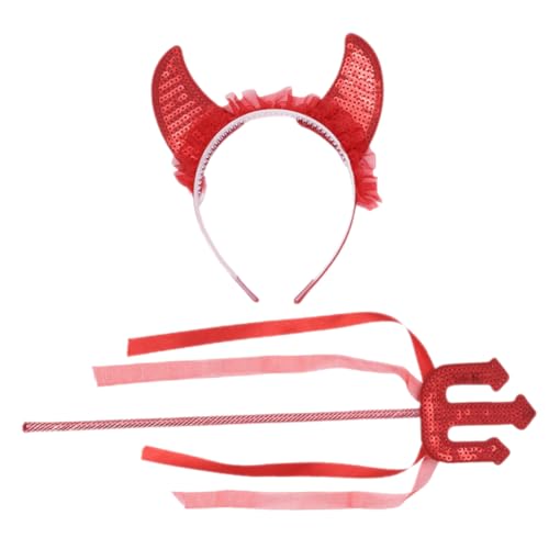 POPETPOP 1Satz Teufelshorn Stirnband mit Zauberstab Pailletten Horn Haarband für Halloween Cosplay Partys Kostümzubehör POPETPOP 1Satz Teufelshorn Stirnband mit Zauberstab Pailletten Horn Haarband für Halloween Cosplay Partys Kostümzubehör von POPETPOP