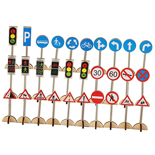 POPETPOP 1Satz Verkehrszeichen Teiliges für Kognitive Lerntafel mit Straßenschildmodellen Interaktives zur Verkehrserziehung Robustes und Langlebiges Kinderspielzeug von POPETPOP