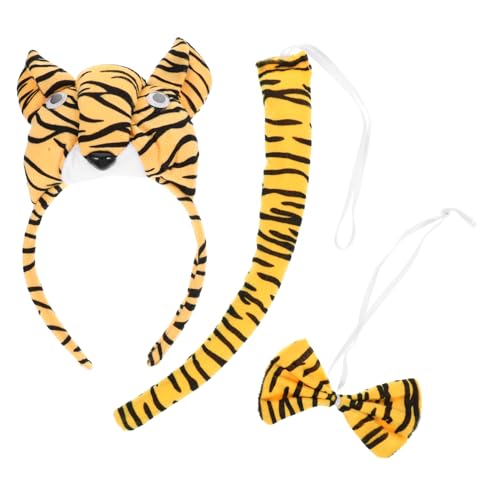 POPETPOP 1satz Tierkostüm Mit Tigerohren Fliege Und Für Halloween Und Karneval Für Bühnenaufführungen Und Mottopartys Bequeme Und Atmungsaktive Materialien Auffälliges Design von POPETPOP