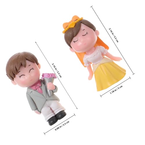 POPETPOP 2 Paare Romantische Brautpaar Figuren Tortendeko aus Robustem Detailreich Gestaltet Kleine Hochzeitspaar Deko für Kuchen DIY Micro Landschaft für Hochzeitstorten und Valentinstag von POPETPOP