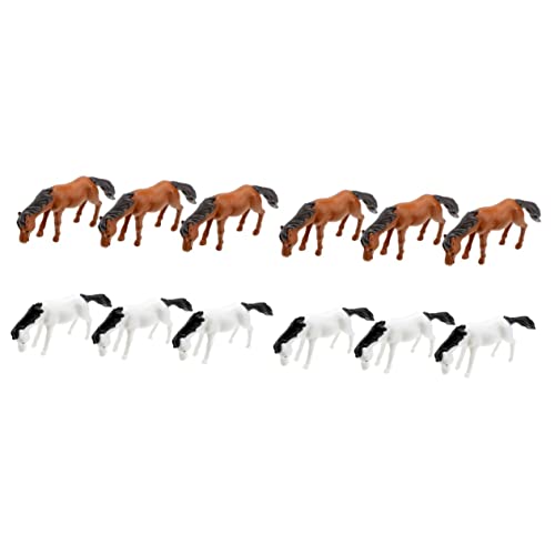 POPETPOP 2 Sätze Simulator- Animal Figures Animal Toys Pferde-Figuren Wohnraumdeko Klein Pferdefigur Tortendeko Einschulung Simulationspferdemodell Mini-szenenschmuck PVC 6 Stück * 2 von POPETPOP