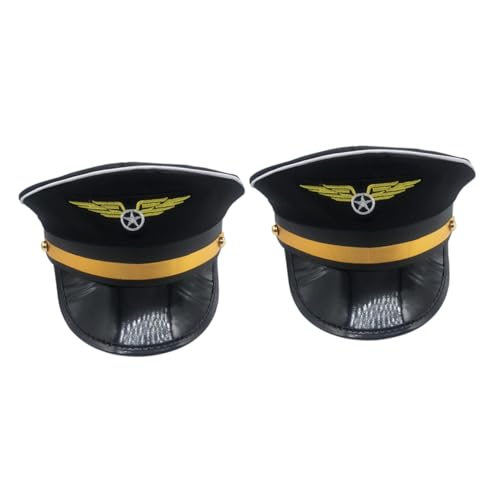 POPETPOP 2 Stck Verstellbare Pilotmütze für Damen Schwarze Kapitänsmütze für Halloween Kostüm Accessoire Teiliges Angenehmer Sitz und Modisches Design POPETPOP 2 Stck Verstellbare Pilotmütze für Damen Schwarze Kapitänsmütze für Halloween Kostüm Accessoire Teiliges Angenehmer Sitz und Modisches Design von POPETPOP