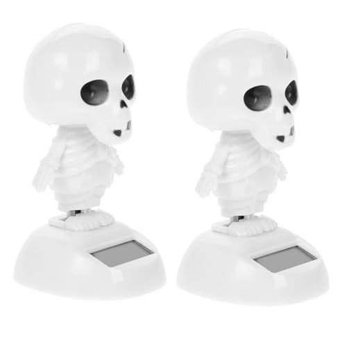 POPETPOP 2 Stück Halloween Solar Tanzender Dekoration Schüttelnder Kopf Auto Armaturenbrett Deko Kreatives Skelettgespenst Leicht Kompakt für Halloween Party und Innenraumgestaltung von POPETPOP