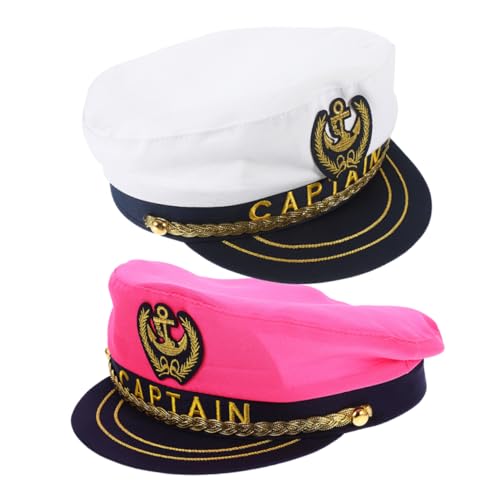 POPETPOP 2 Stück Kapitänsmütze Polyester Partyhut Cosplay Matrosenhut Damen Herren Karneval Kostüm Yacht Hut Foto Requisite von POPETPOP