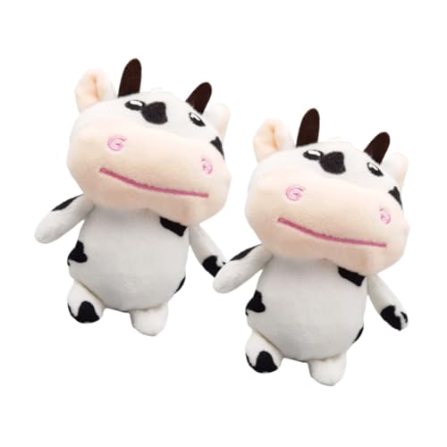 POPETPOP 2 Stück Kuhpuppe Milchkuh Tierspielzeug Kuh Plüsch Schlüsselanhänger Mini Plüschtiere Gefüllte Kühe Plüschanhänger Für Rucksack Milch Coole Schlüsselanhänger Anhänger Zubehör von POPETPOP